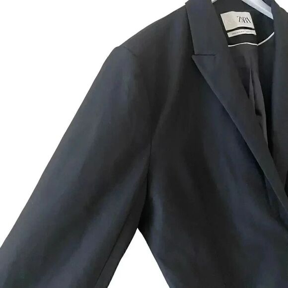 ZARA Single Button Black Oversized Blazer Suit Separates Viscose Blend SZ XL - Picture 4 of 11